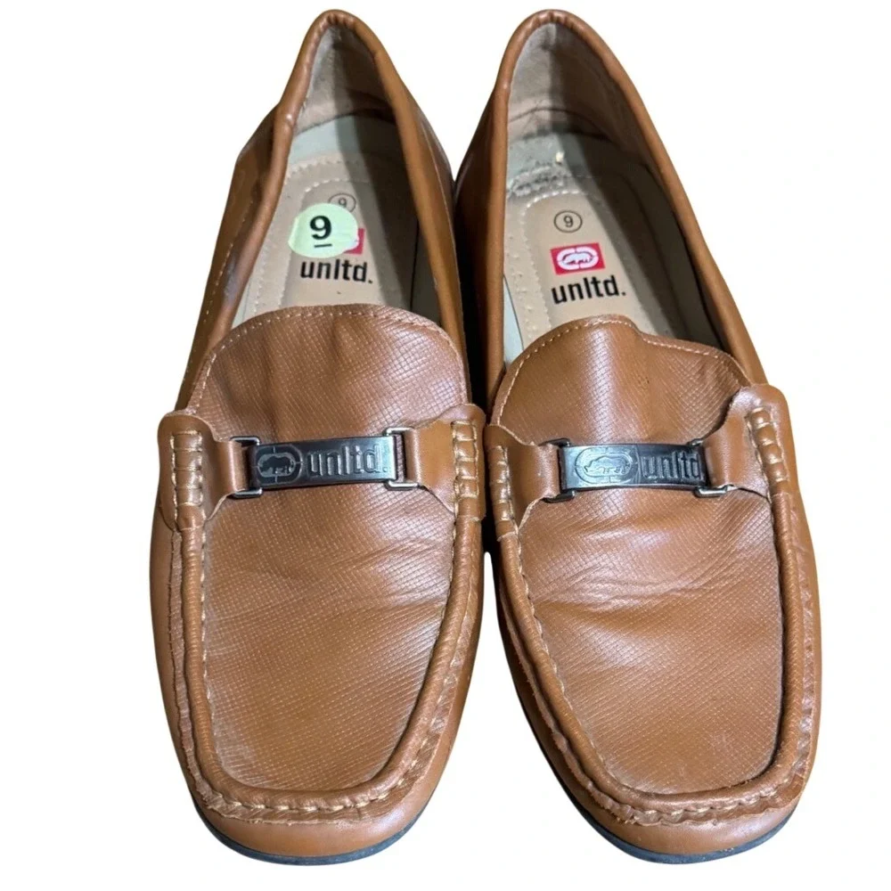 Ecko Unltd Mens Loafers Size 9 Aldway-11M Driving Mocs Tan Brown Metal Bit